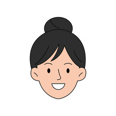 Smiling Woman Face Avatar Flat Cartoon Illustration Isolated on White