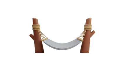 Hammock suspended between two stylized trees