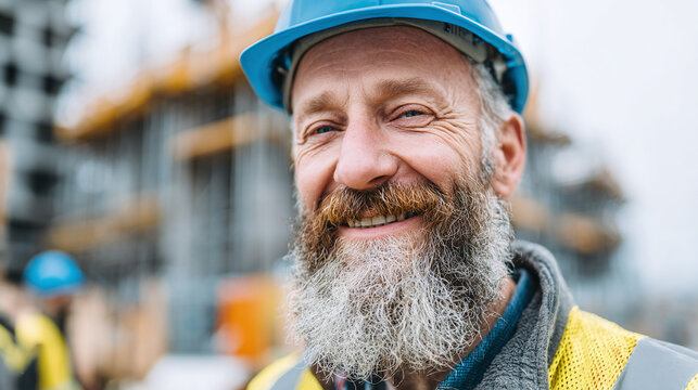 Engineering project manager supervising active construction site wearing protective gear, demonstrating leadership, planning and safety compliance expertise