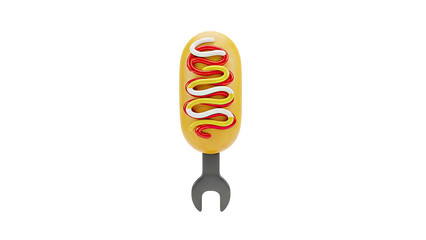 Hot Dog Shaped Keychain with Ketchup and Mustard