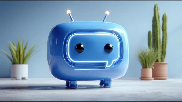 Blue robot holding a candle symbolizing ai-moderated feedback and the light of customer insights in digital interactions. Blue AI Robot Holding a Candle Representing Customer Feedback and Insight