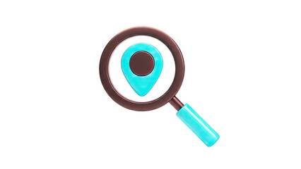 Magnifying Glass Over Location Pin Icon