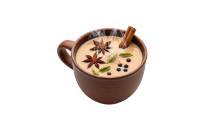 Steaming Masala Chai Spiced Beverage for Comfort isolated on transparent background