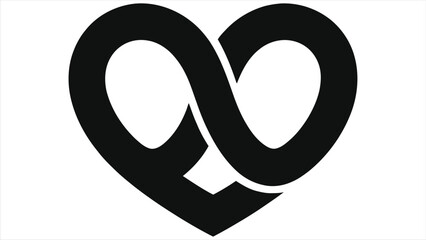 Infinity Heart Symbol Vector Icon, Minimal Black Endless Love Loop, Valentines Day Romance Design for Wedding, Anniversary, Couple Logo, Tattoo, Greeting Card, Isolated White Background, Clean Outline