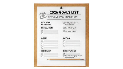 New Year Resolutions 2026 Goals List Template for Planning and Organization