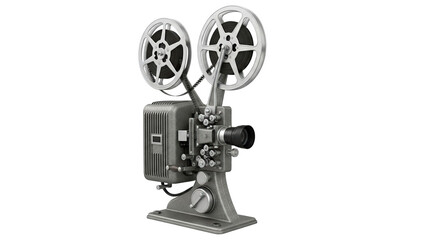 Obraz premium Vintage 8mm film projector capturing old cinema memories isolated on transparent background