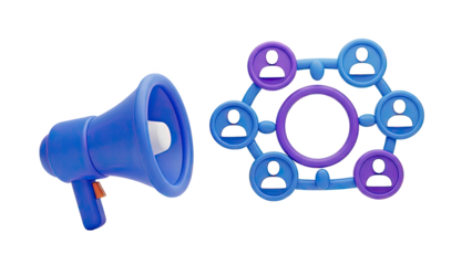 Megaphone and Network of People Icons