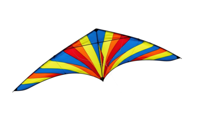 Vibrant Striped Delta Kite for Summer Outdoor Recreation isolated on transparent background