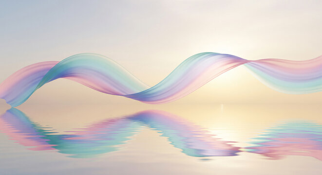 Elegant pink ribbon with flowing lines and butterflies, breast cancer awareness