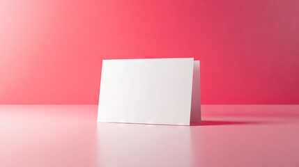 Blank White Card on Pink Background for Invitations, Announcements, Greeting Cards, and Creative Design Projects in Minimalistic Aesthetic Style