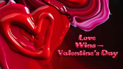 Love wins on valentine's day with heart shape red paint