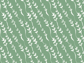Seamless Elegant Leaf Pattern in Vintage Green