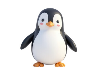Fototapeta premium A single penguin standing on a white background