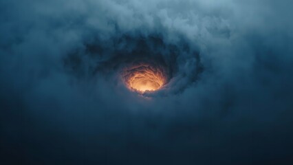 A dramatic and vibrant tornado swirls through a dark and ominous sky