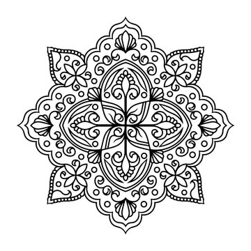Ornamental arabesque mandala floral geometric circle vector icon for decoration design