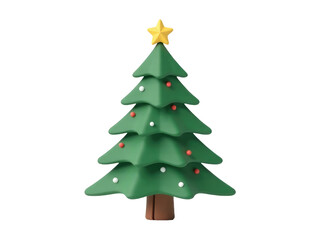 Fototapeta premium A simple yet festive Christmas tree decorated with a shining star at the top