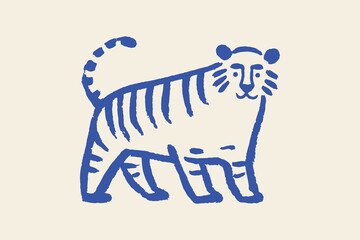 Tiger naive doodle bold outline vector illustration © Victoria