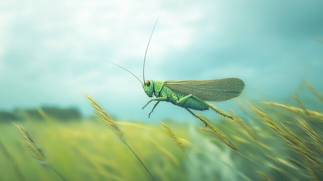 view of grasshoppers on the grass