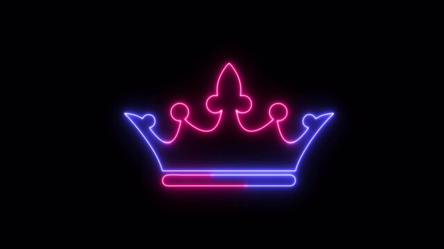 Crown icon neon video animation	