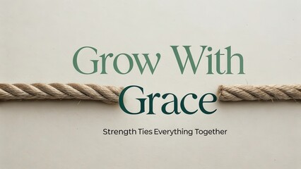 Inspiring Quote Grow With Grace Beside Rustic Rope on Light Surface