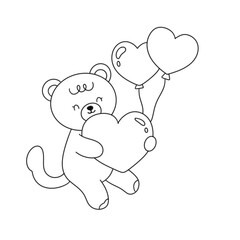 Valentine Line Art Clipart Bundle,  Cute Valentin Stamps PNG JPEG