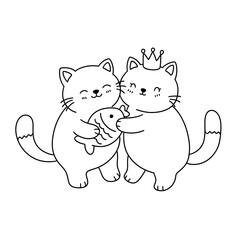 Valentine Line Art Clipart Bundle,  Cute Valentin Stamps PNG JPEG