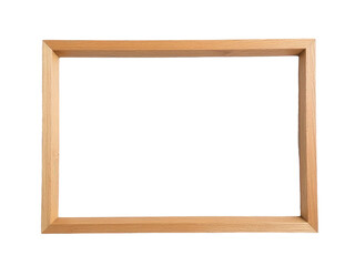 A simple wooden picture frame sitting on a clean white background