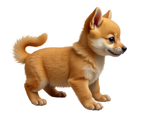 Obraz premium Small brown dog stands on a white surface