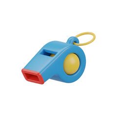 Blue Whistle with Yellow Button and Lanyard.