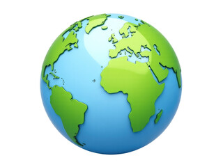 Fototapeta premium A blue and green globe on a simple white background, ideal for use in presentations, educational materials, or as a design element