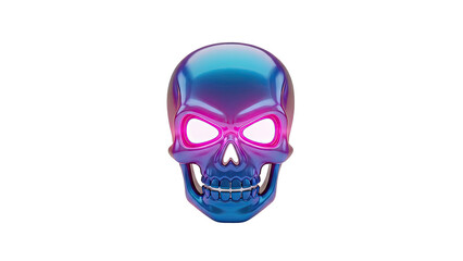 Fototapeta premium Glossy Skull with Glowing Eyes on White Background