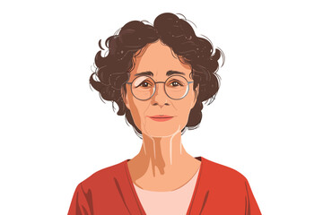Fototapeta premium Headshot studio portrait of calm peaceful old woman l isolated illustration