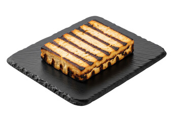Grilled Tofu Steak on Slate Platter Isolated