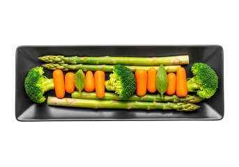 Colorful Vegetable Tray with Broccoli, Carrots and Asparagus