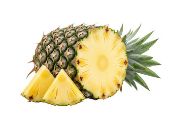Fresh Pineapple Cut Isolated on White Surface