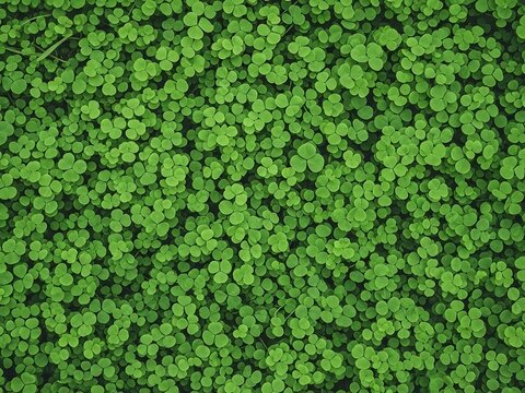 Full Frame Green Clover Carpet Texture Nature Background for Spring Themes - Powered by Adobe