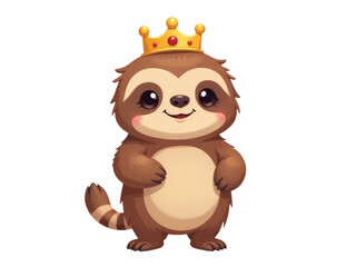Obraz premium A colorful illustration of a sloth wearing a crown, perfect for children's storybooks or whimsical designs