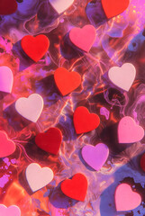 Valentine's Day Melting Hearts Vector Illustration Red Abstract Liquid Love Romantic Background Greeting Card Poster Template Passion Emotion Graphic Download Stock Art Modern Design Dripping Effect F