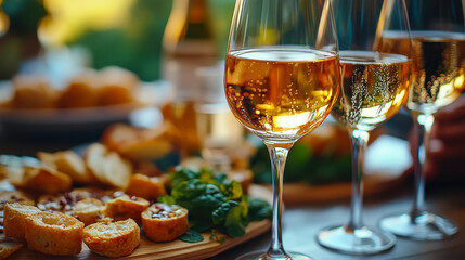 Networking Event with Business Professionals Enjoying Snacks and Champagne