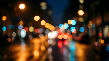 City Nightlife with Blurred Lights and Traffic.