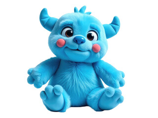 Naklejka premium A blue plush toy sits alone on a white surface