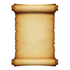 Aged Parchment Scroll with Rolled Edges isolated on transparent background paper