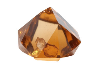 A large brown crystal with a small piece of rock at its center