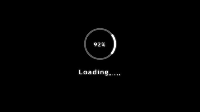 Abstract Circle loading processing bar icon animation on background concept with alpha channel . Processing from 0 to 100 transfer on black background
