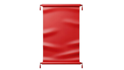 Red Silk Scroll with Tassels Isolated on Transparent Background banner fabric