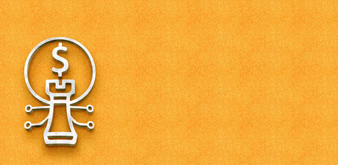 Chess Rook with Dollar Sign and Circuit Nodes representing Digital Finance