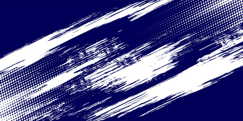 Dots halftone white and blue color pattern gradient grunge texture background. Dots pop art comics sport style vector illustration modern dark blue and white background abstract
