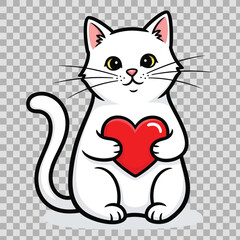 Obraz premium cat with heart vector illustration 