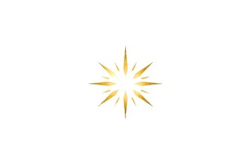 A bright golden star shining on a white background