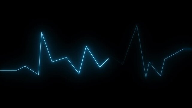 Neon ECG Line Animation Video. Heartbeat. Electrocardiogram. A pulse line. ECG Heartbeat Monitor, Heartbeat and Pumping, Medical Abstract Animation. 4k ECG Line Animation Video